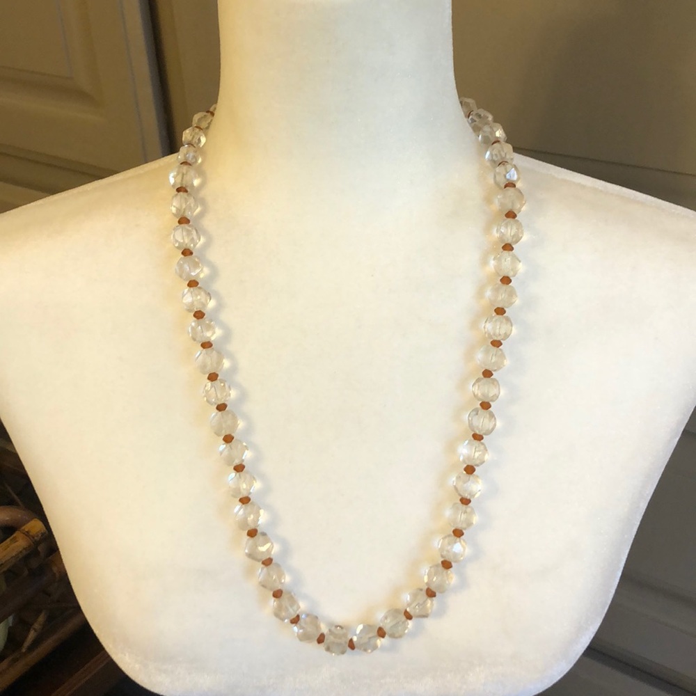 Vintage clear glass bead necklace